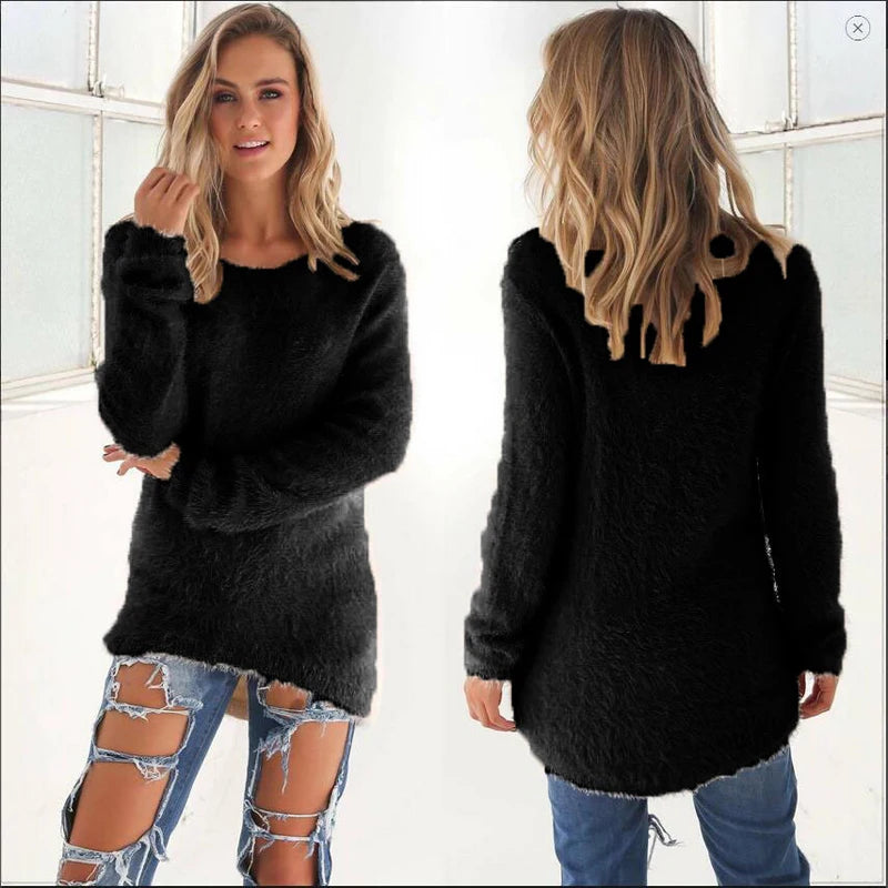 Elle | Warm Sweaters O Neck Loose Knitted Pullover