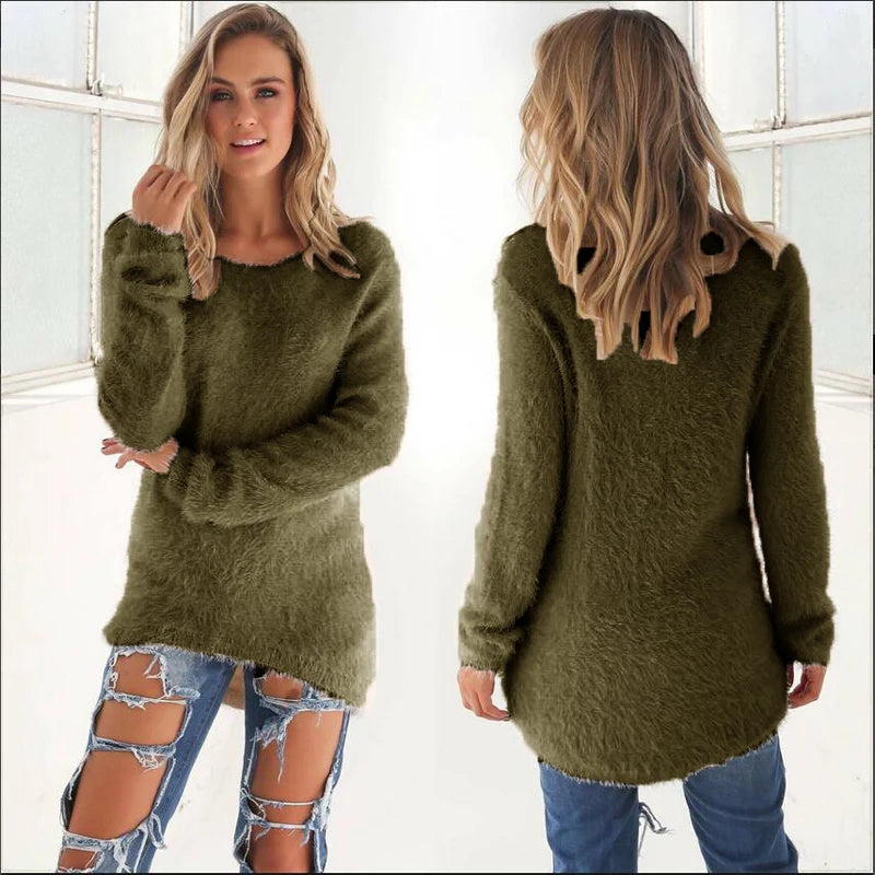 Elle | Warm Sweaters O Neck Loose Knitted Pullover