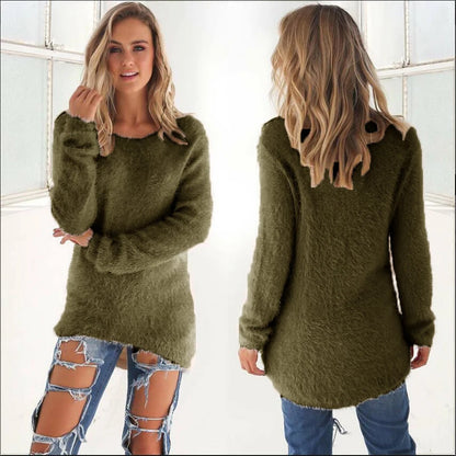 Elle | Warm Sweaters O Neck Loose Knitted Pullover