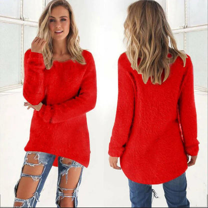 Elle | Warm Sweaters O Neck Loose Knitted Pullover