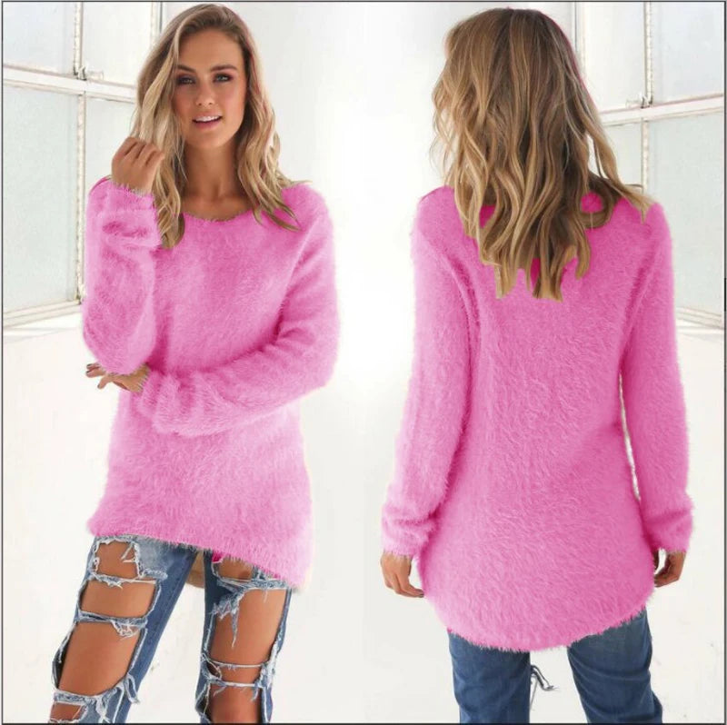 Elle | Warm Sweaters O Neck Loose Knitted Pullover