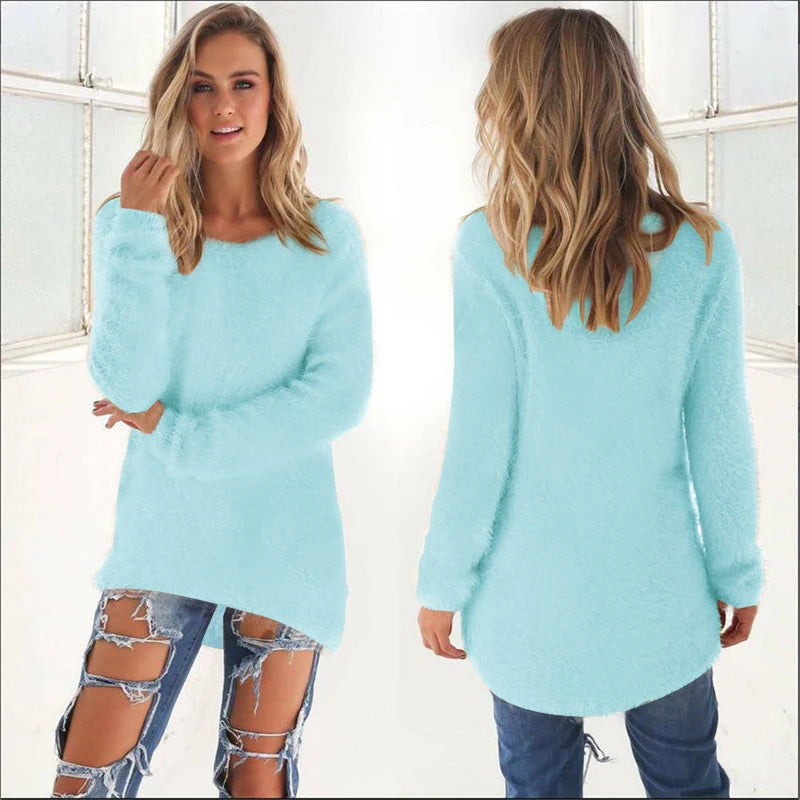 Elle | Warm Sweaters O Neck Loose Knitted Pullover