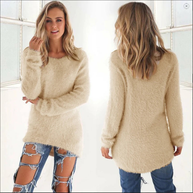 Elle | Warm Sweaters O Neck Loose Knitted Pullover