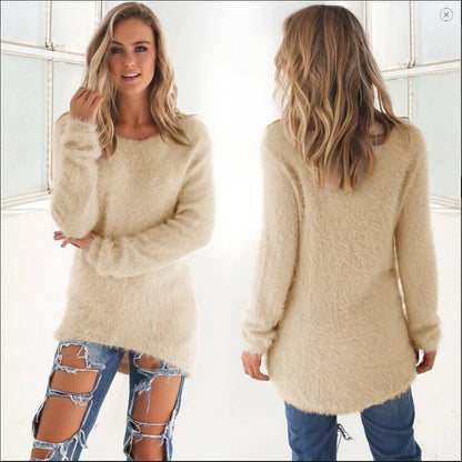 Elle | Warm Sweaters O Neck Loose Knitted Pullover