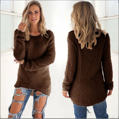 Elle | Warm Sweaters O Neck Loose Knitted Pullover