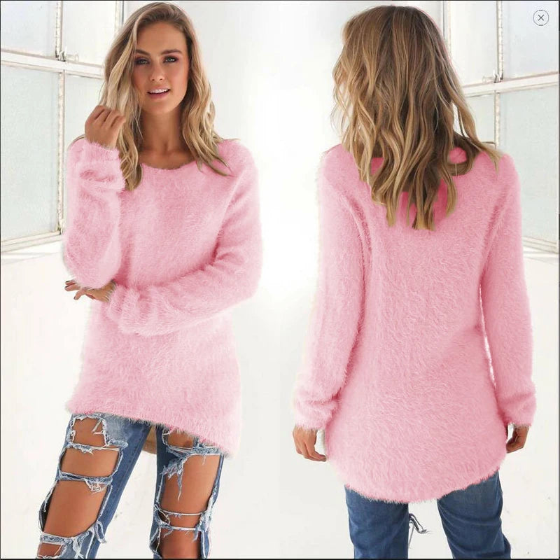 Elle | Warm Sweaters O Neck Loose Knitted Pullover
