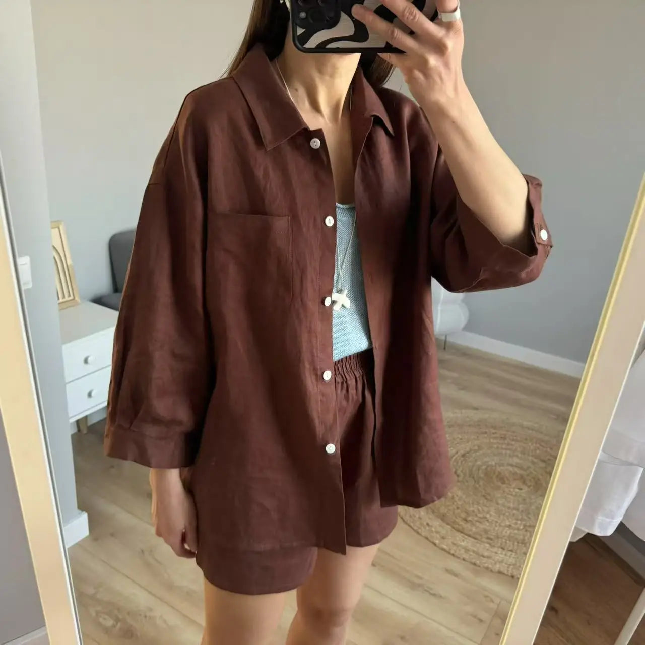 Ellen | Casual Linen Blouse Shorts Sets