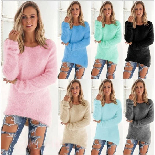 Elle | Warm Sweaters O Neck Loose Knitted Pullover