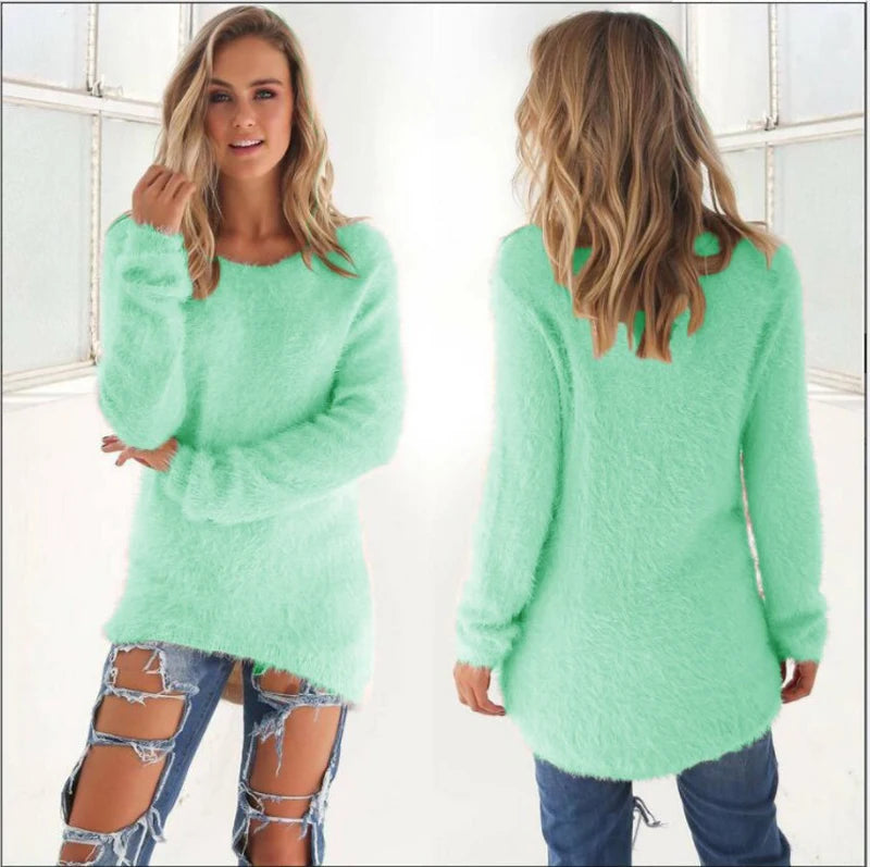 Elle | Warm Sweaters O Neck Loose Knitted Pullover