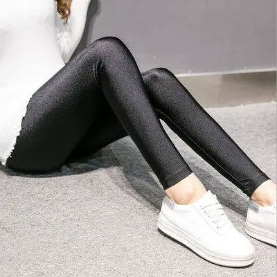 women spring autumn large size leggings lady summer knee length short pants casual stretched skinny shine neon shorts capris - TrendHavenCo