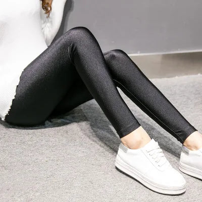 women spring autumn large size leggings lady summer knee length short pants casual stretched skinny shine neon shorts capris - TrendHavenCo