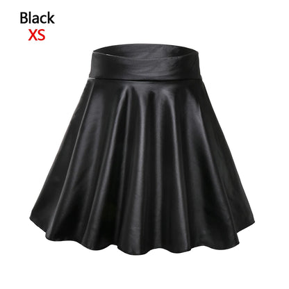 High Waist Elastic Mini Short Skirt Women Faux Leather Skirts - TrendHavenCo
