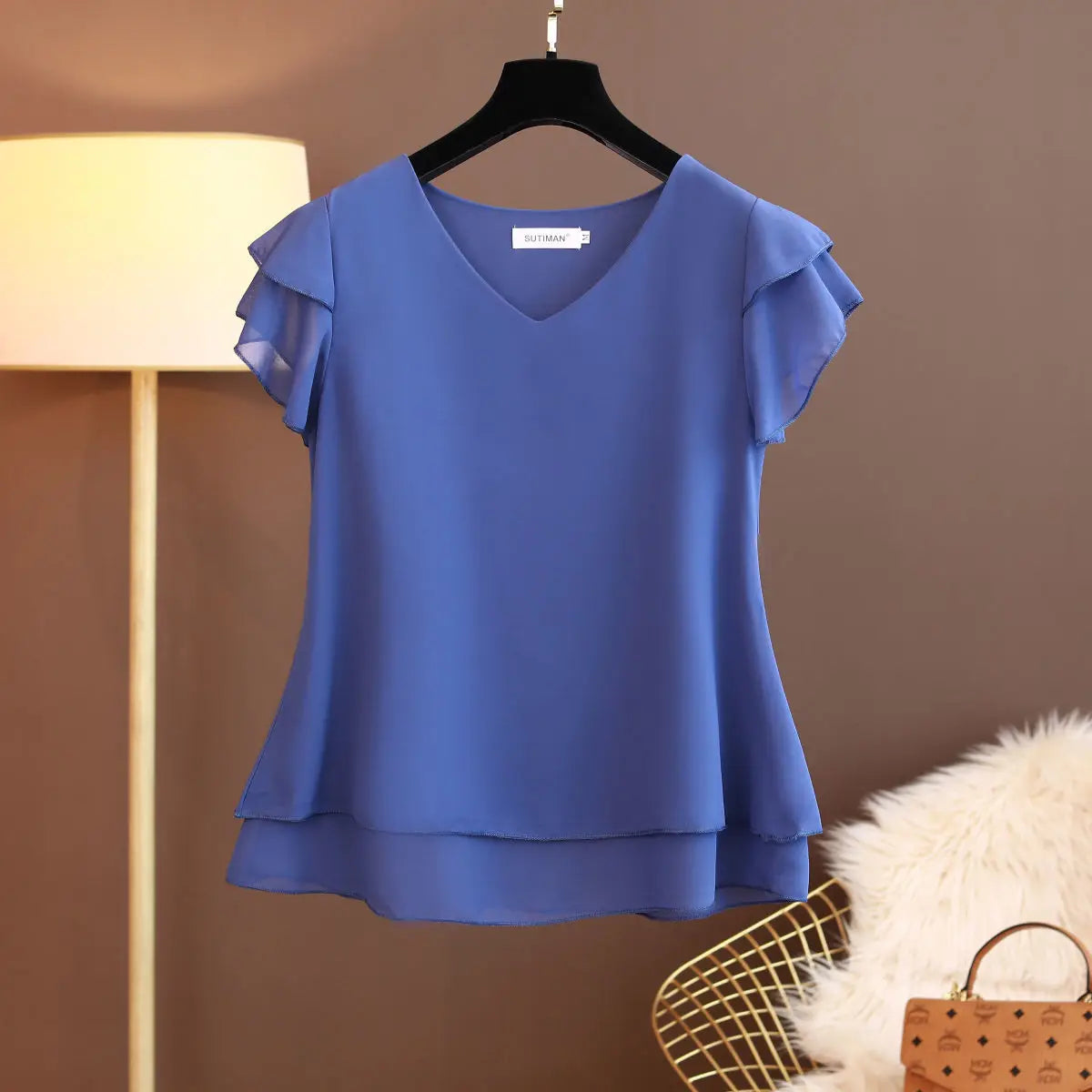 Anne | V-Neck Chiffon Shirt - TrendHavenCo