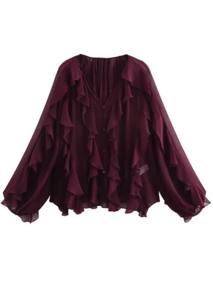 Briella | Loose Long Sleeve Layered Ruffles Blouses