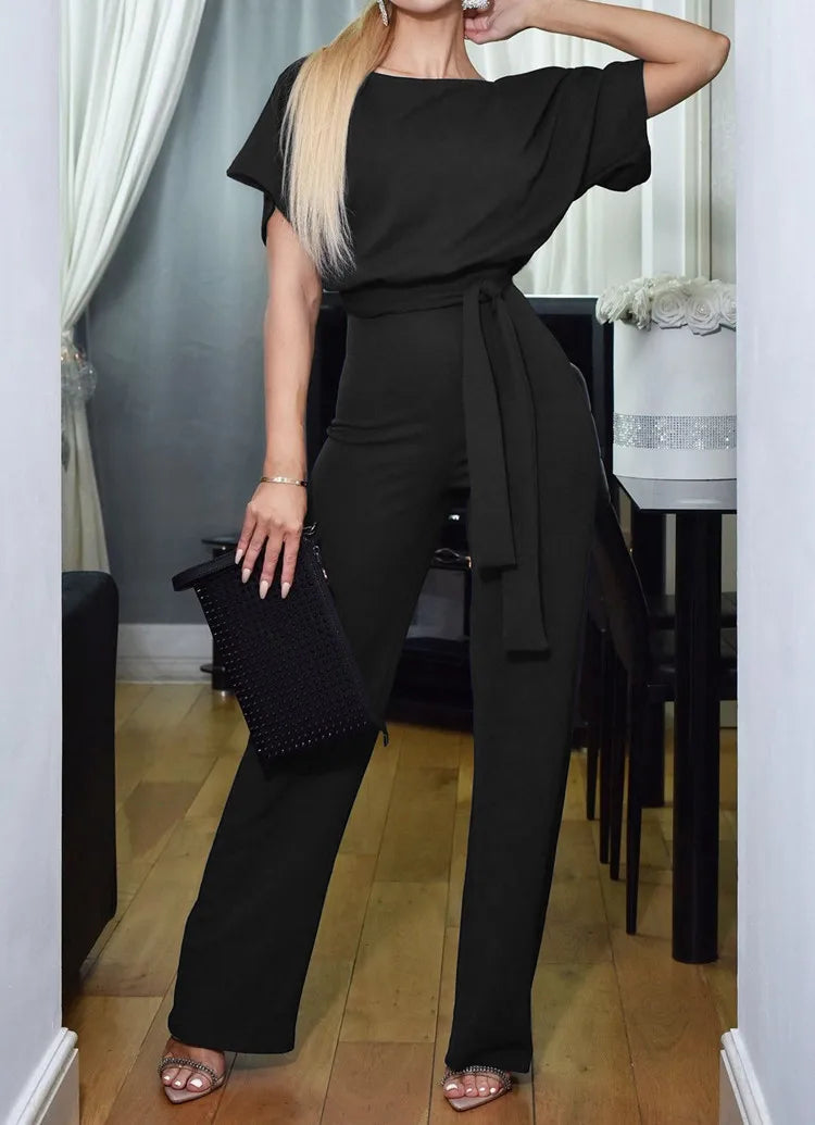 Alejandra | Short Sleeve Lace Up Jumpsuit