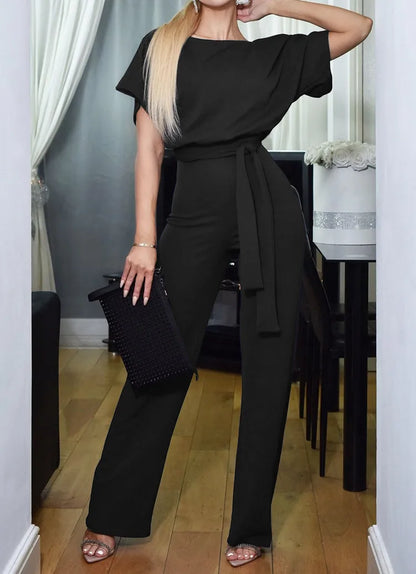 Alejandra | Short Sleeve Lace Up Jumpsuit