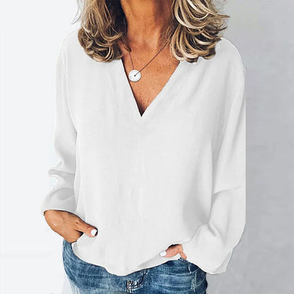 Marie | Loose Stitching V-neck Pullover - TrendHavenCo