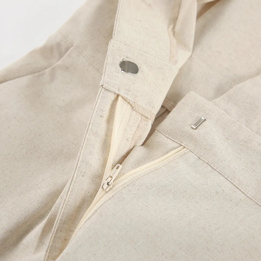Zahra | V Neck Cotton Linen Bodysuits