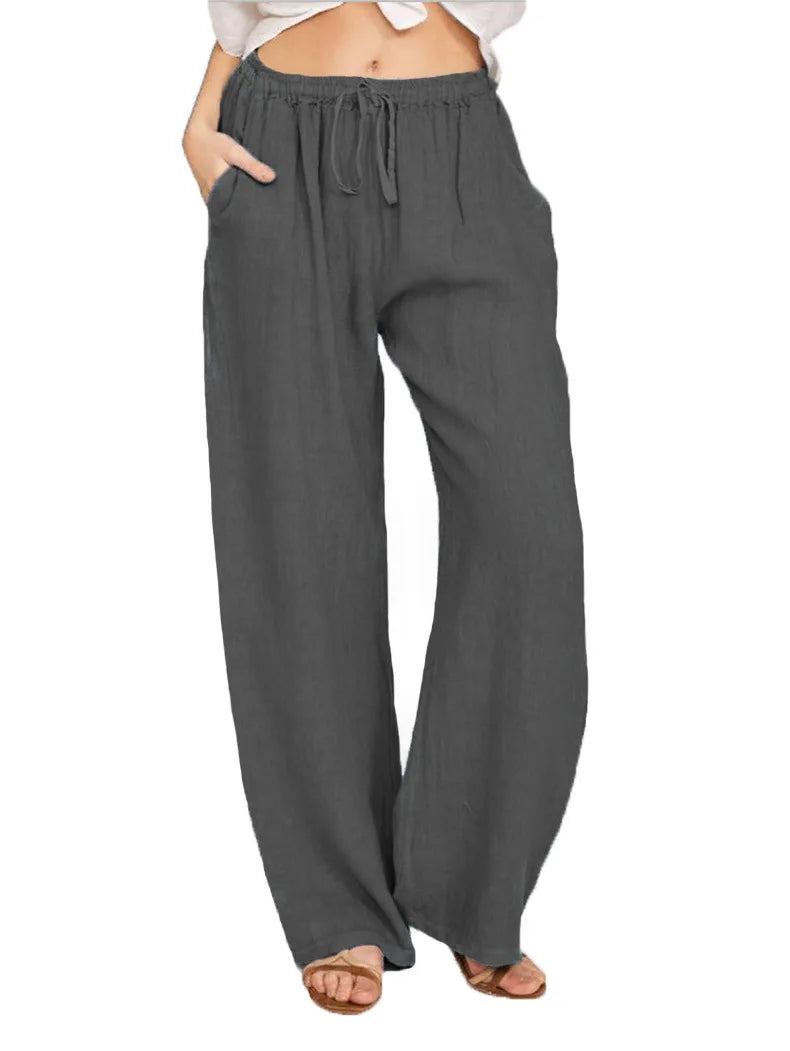 Summer and Autumn New Casual Women's Wear in Europe, America, and Europe Large Loose Cotton Hemp Casual Pants - TrendHavenCo
