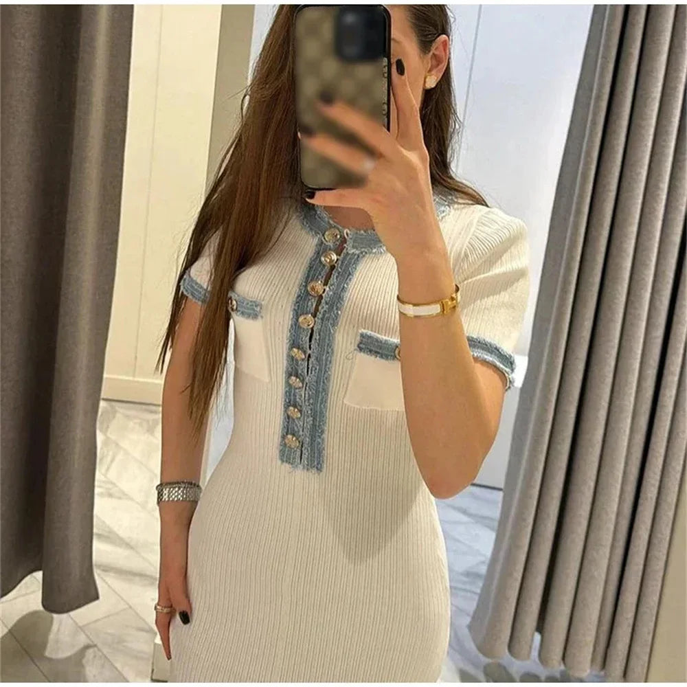 Selah | Knit Maxi Dress Chic O-neck Short Sleeve