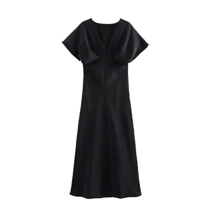 Meadow | Slim V-neck Street Long Dress
