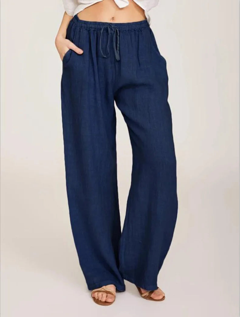 Summer and Autumn New Casual Women's Wear in Europe, America, and Europe Large Loose Cotton Hemp Casual Pants - TrendHavenCo