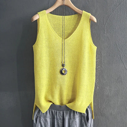 Elora | Sleeveless Knitted Blouse Shirt