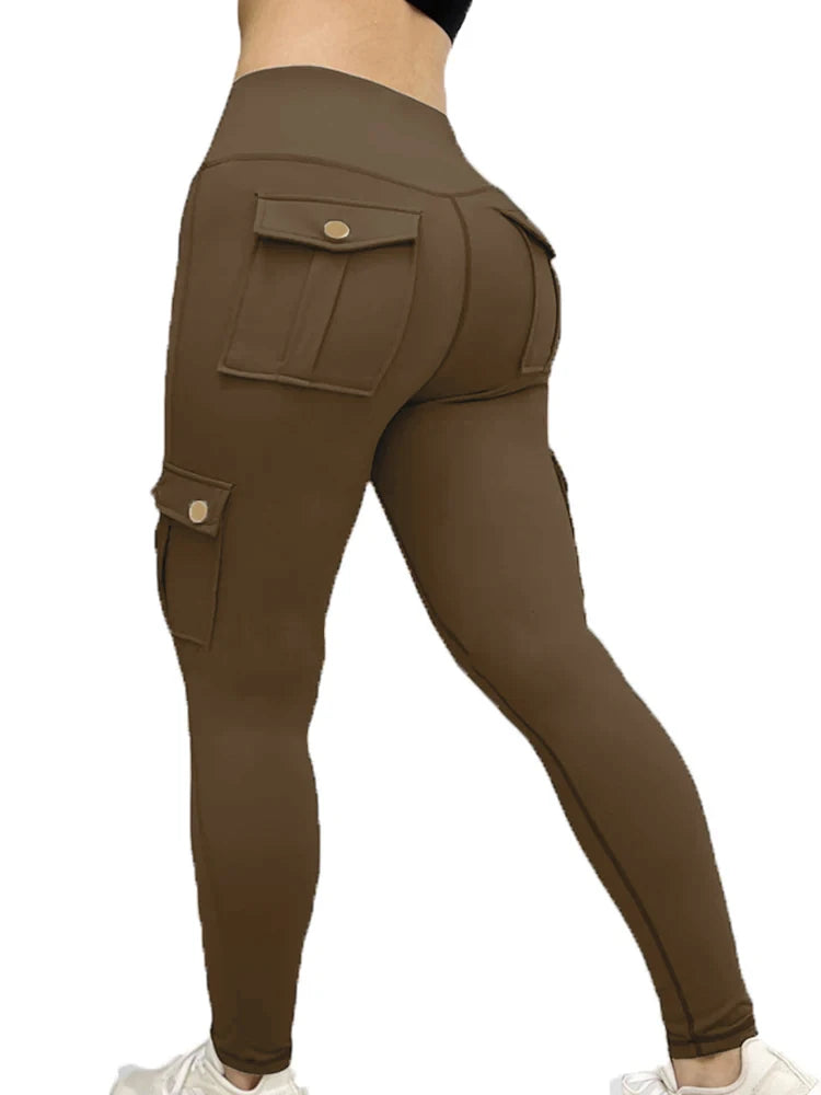 Pockets Gym Leggings Women High Waist Fashion Fitness Pants Skinny Stretch Outdoors Comfortable Sport Leggings - TrendHavenCo