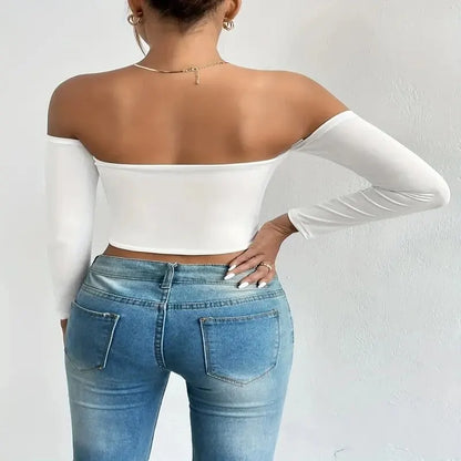 Skye | Off Shoulder Long Sleeve Crop Top