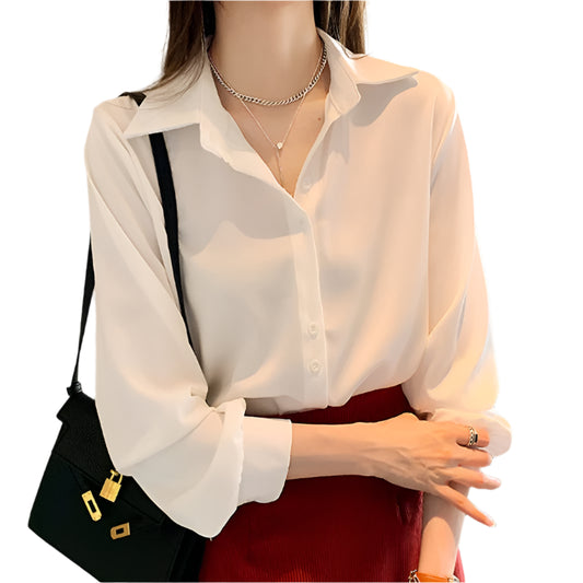 Lyka | Long Sleeve Loose Solid Blouse Top
