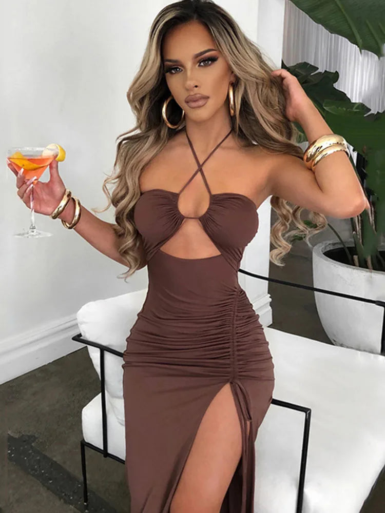 Wren | Sleeveless Sexy Midi Backless Dress