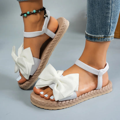Demi | Lightweight Sandals Bow Tie Flat Shoes