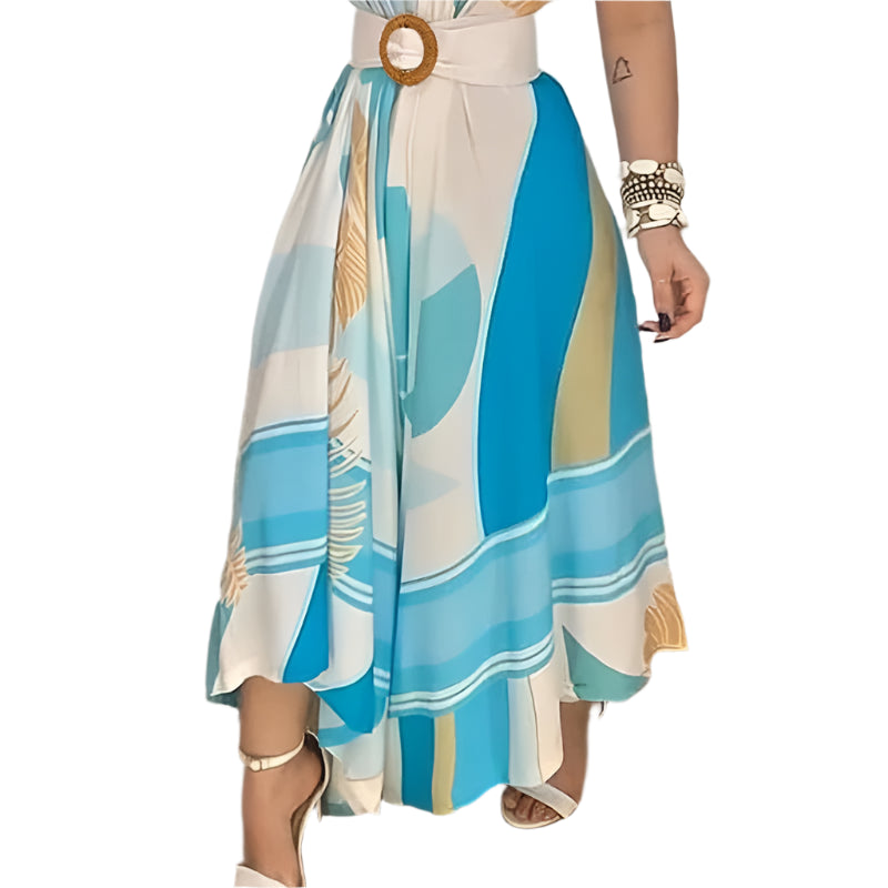 Scottie | Tropical Print V Neck Tie Up Maxi Dress