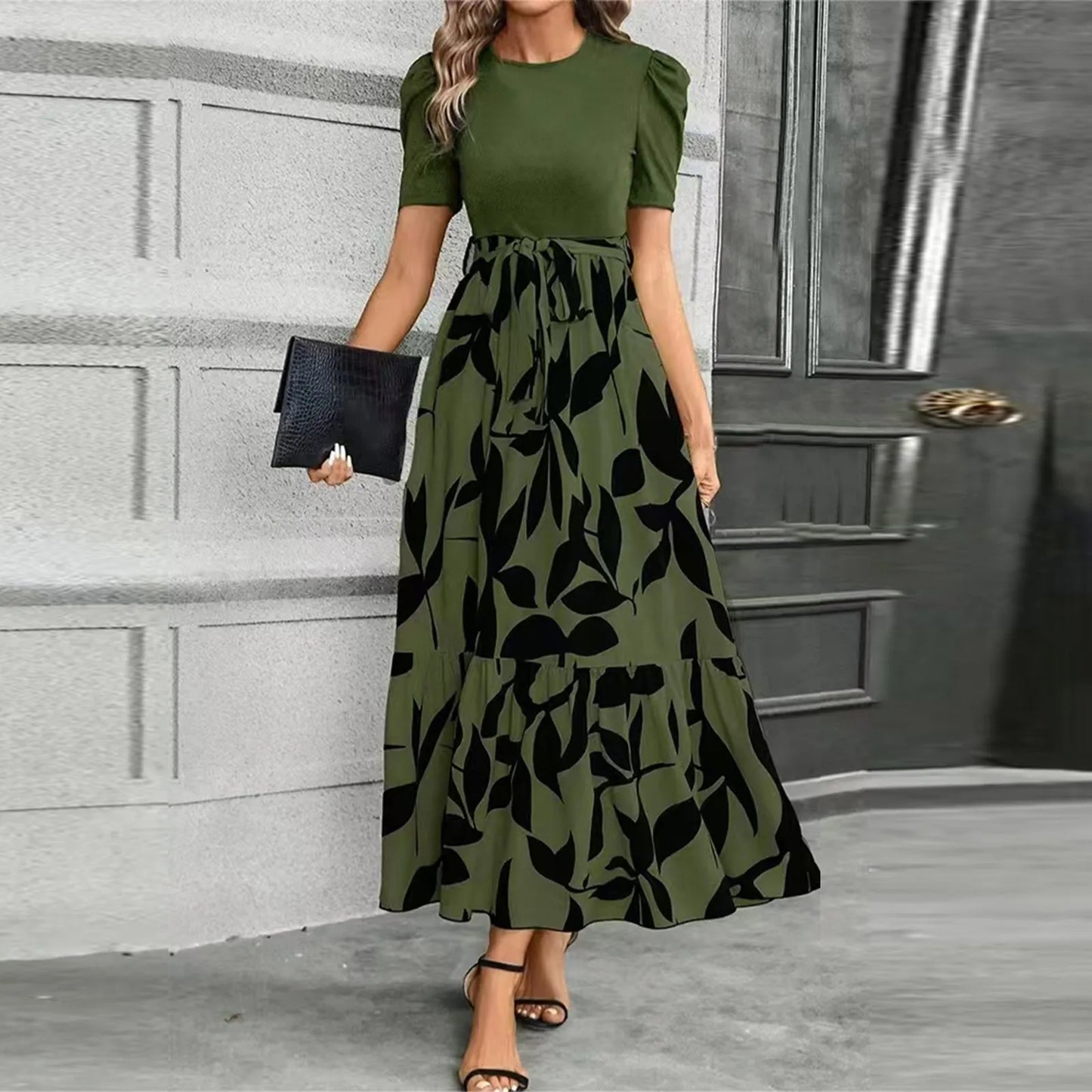 Amy | High Waist Floral Print Dress