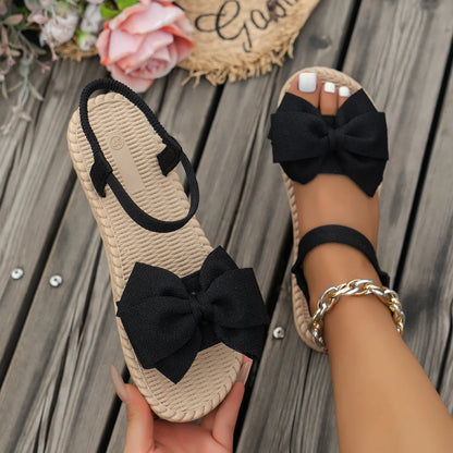 Demi | Lightweight Sandals Bow Tie Flat Shoes