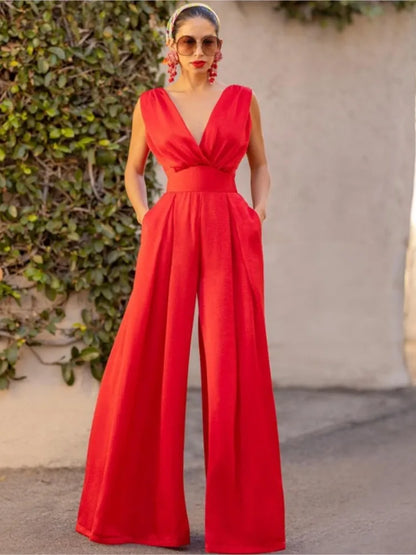 Mylah | Sleeveless Sexy Deep V-neck Jumpsuits
