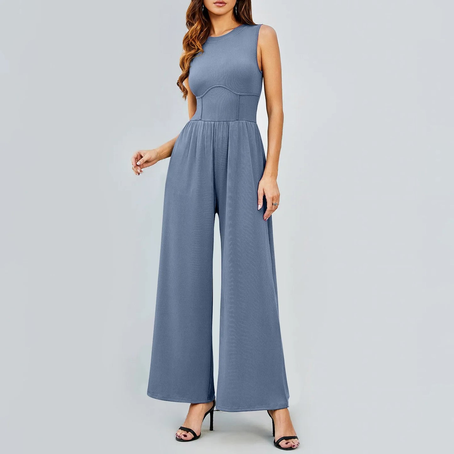 Nalani | Sleeveless Tank Top Wide Leg Pants Romper