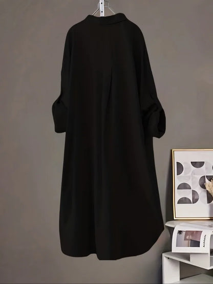 Sunny | Simple Solid Color Long Shirt Blouse