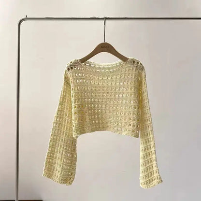 Michelle | Long Sleeve Crochet Knit Top