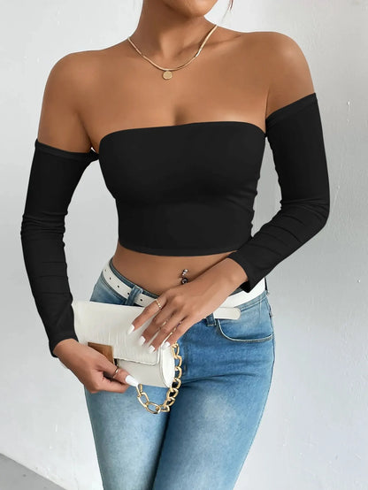 Skye | Off Shoulder Long Sleeve Crop Top