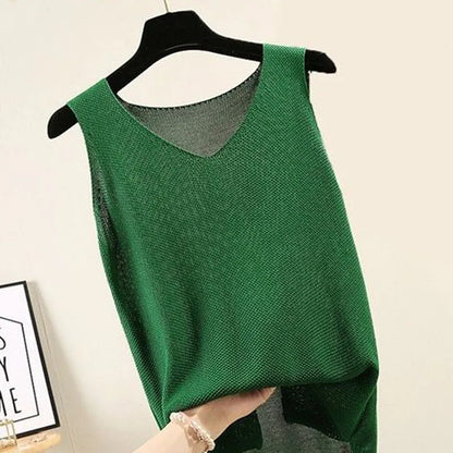 Elora | Sleeveless Knitted Blouse Shirt