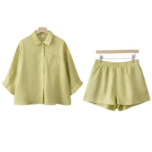 Ellen | Casual Linen Blouse Shorts Sets