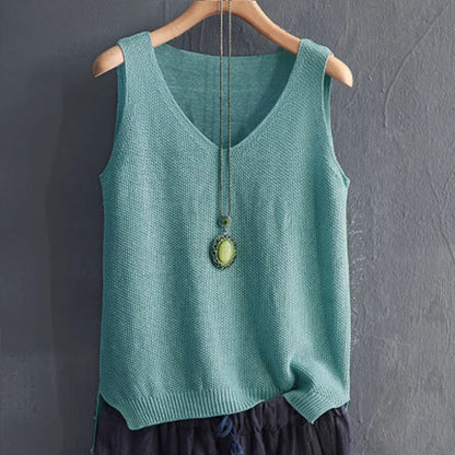 Elora | Sleeveless Knitted Blouse Shirt