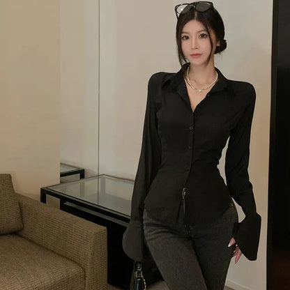 Dayana | Slim Bell Sleeve Shirt Blouse