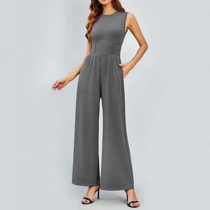 Nalani | Sleeveless Tank Top Wide Leg Pants Romper