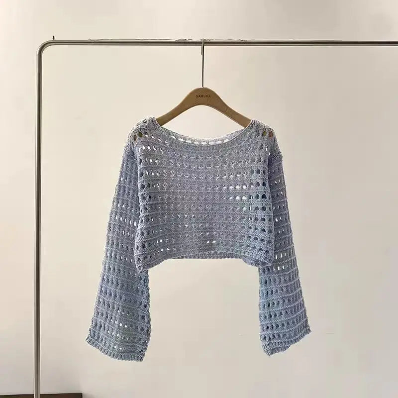 Michelle | Long Sleeve Crochet Knit Top