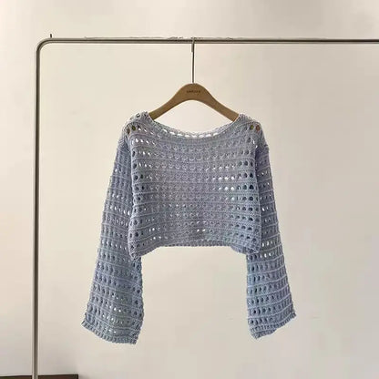 Michelle | Long Sleeve Crochet Knit Top