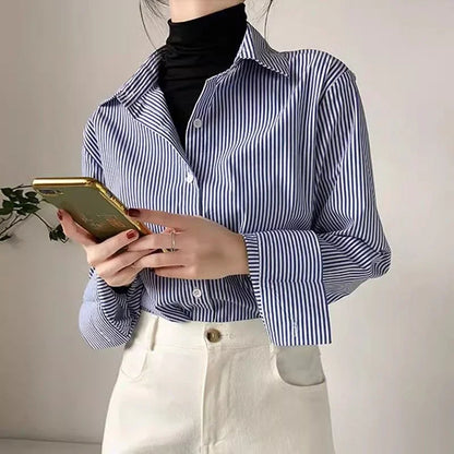 Dorothy | Classic Striped Long Lantern Sleeve Tops