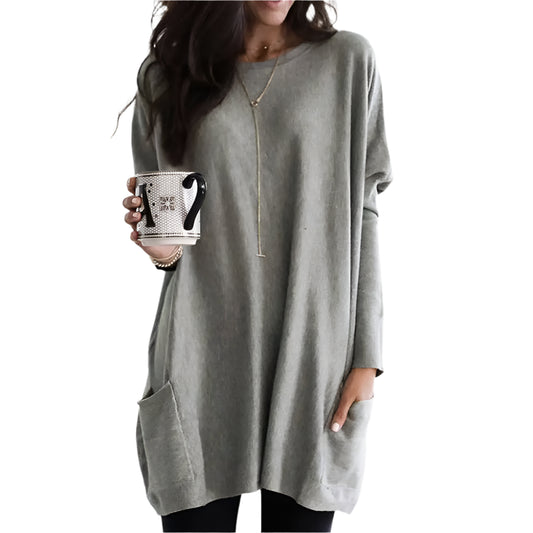 Giselle | Long Sleeve Pocket Tunic Tops Blouse