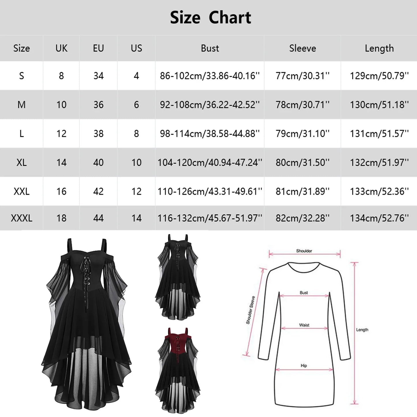 Palmer | Gothic Style Vintage Midi Medieval Dress
